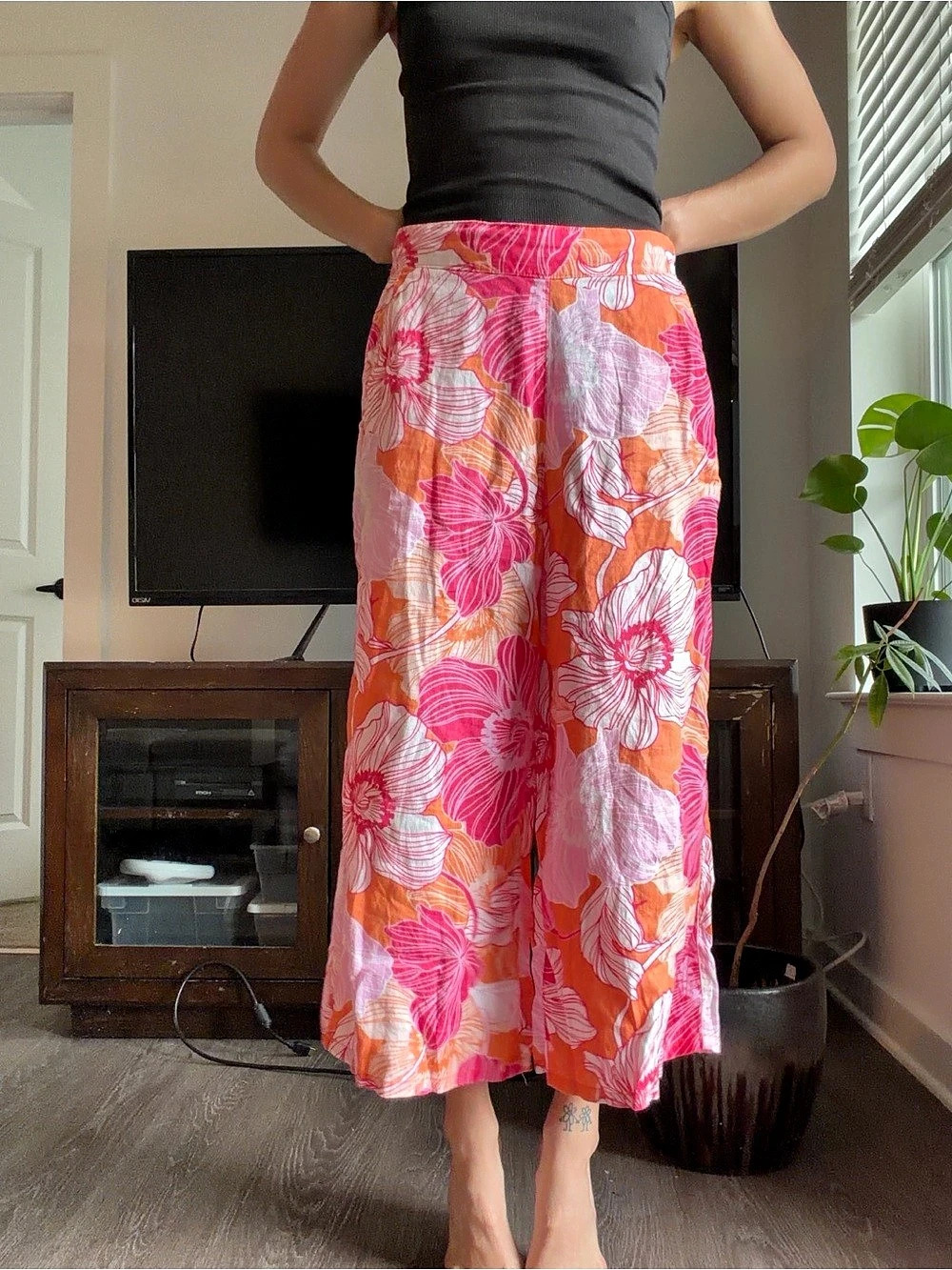 Rachel Zoe Linen Floral Wide Leg Pants Size XS/S Like New